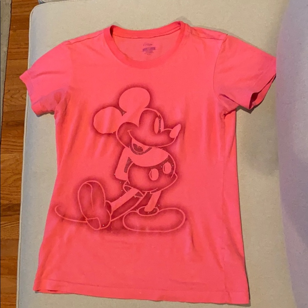 Disney store Mickey pink glitter tee